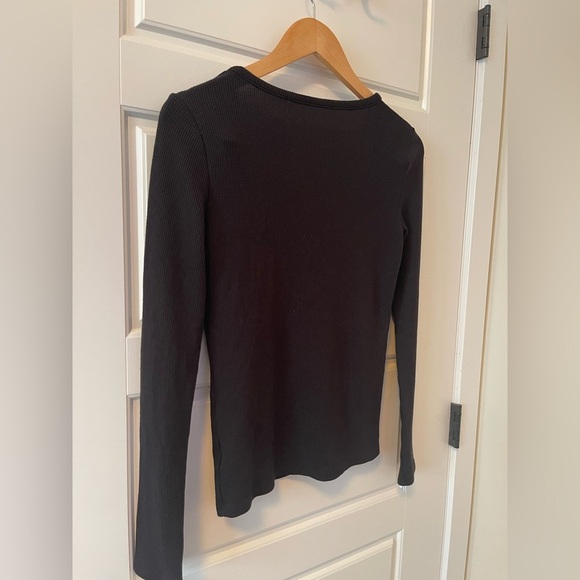 American Eagle Long Sleeve Henley T-Shirt | Black | M - Picture 5 of 7